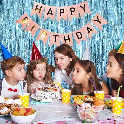 2 Pack Blue Streamers Party Decorations Fringe Backdrop Ocean Themed Decorations Foil Curtain Backdrop Blue Birthday Ocean Party Decor Supplies - Image 3