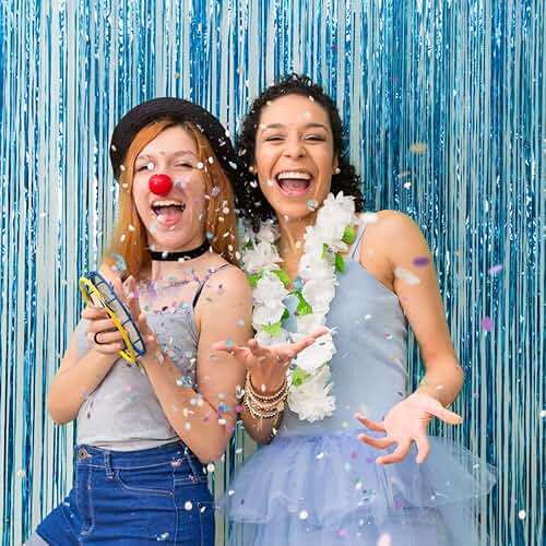 2 Pack Blue Streamers Party Decorations Fringe Backdrop Ocean Themed Decorations Foil Curtain Backdrop Blue Birthday Ocean Party Decor Supplies - Image 6