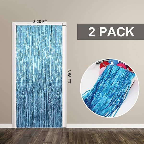 2 Pack Blue Streamers Party Decorations Fringe Backdrop Ocean Themed Decorations Foil Curtain Backdrop Blue Birthday Ocean Party Decor Supplies - Image 7