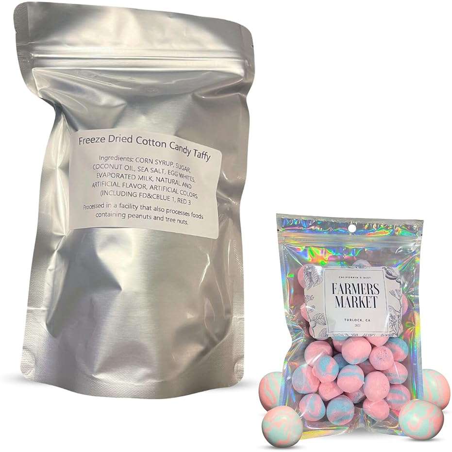 Farmers Market Cotton Candy Taffy - Blue And Pink, Freeze-Dried Freshness, Fluffy, Soft Texture - Whipped Cotton Candy Taffy, (2 oz) - Image 4