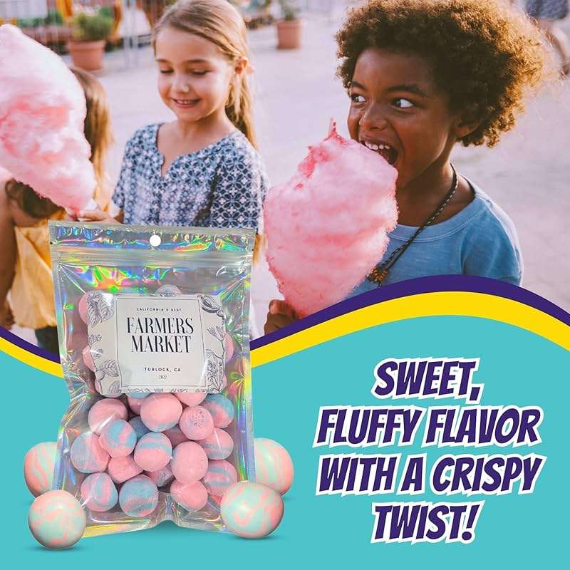Farmers Market Cotton Candy Taffy - Blue And Pink, Freeze-Dried Freshness, Fluffy, Soft Texture - Whipped Cotton Candy Taffy, (2 oz) - Image 6