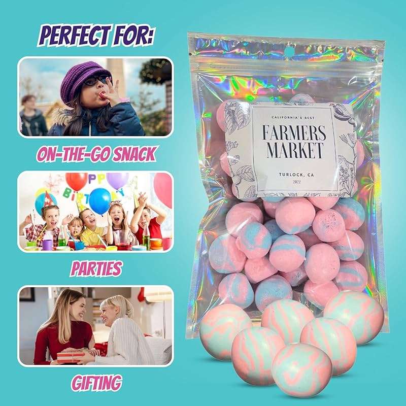 Farmers Market Cotton Candy Taffy - Blue And Pink, Freeze-Dried Freshness, Fluffy, Soft Texture - Whipped Cotton Candy Taffy, (2 oz) - Image 7