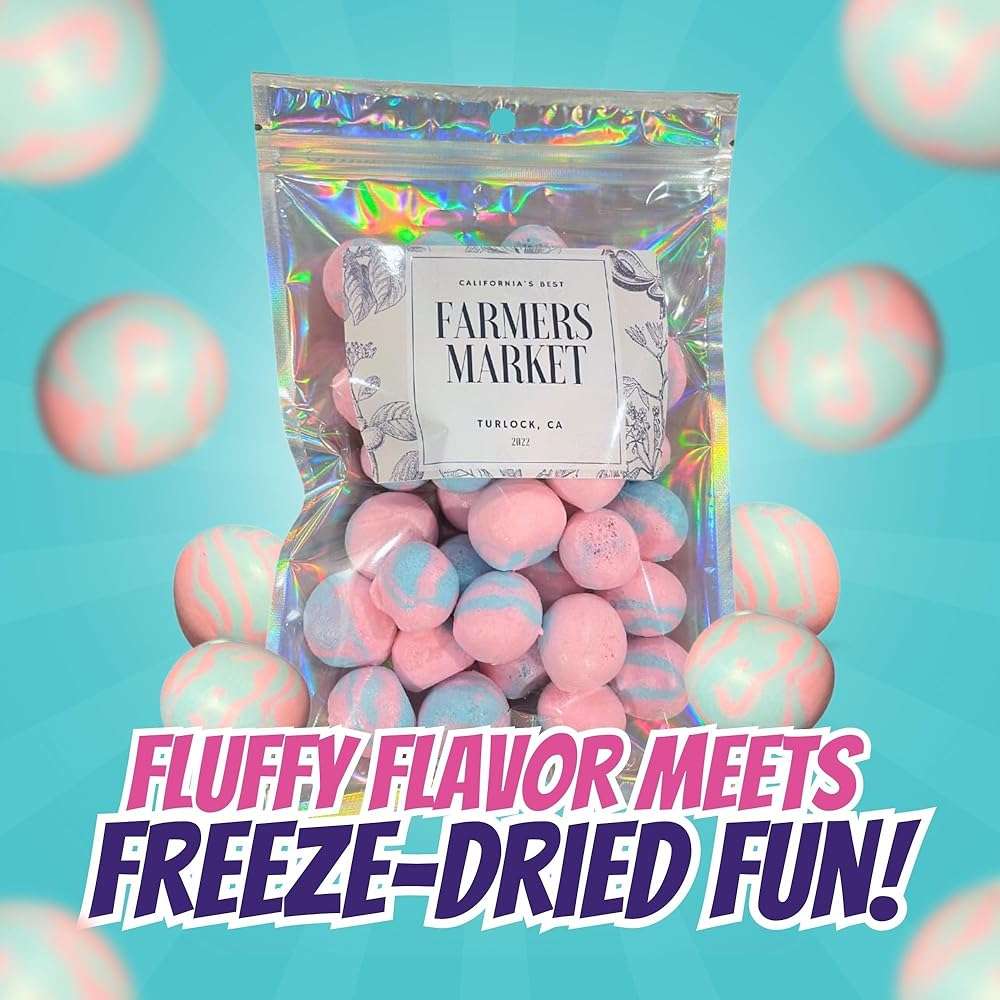 Farmers Market Cotton Candy Taffy - Blue And Pink, Freeze-Dried Freshness, Fluffy, Soft Texture - Whipped Cotton Candy Taffy, (2 oz) - Image 8
