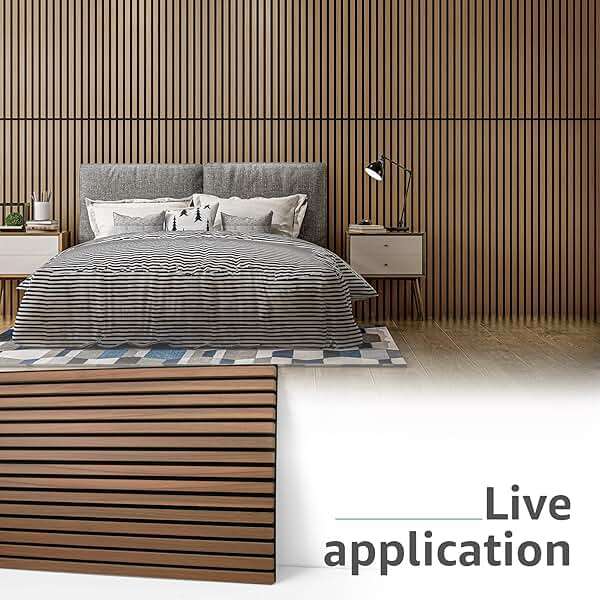 Art3d 2 Wood Slat Acoustic Panels for Wall and Ceiling - 3D Fluted Sound Absorbing Panel with Wood Finish - Walnut - Image 6