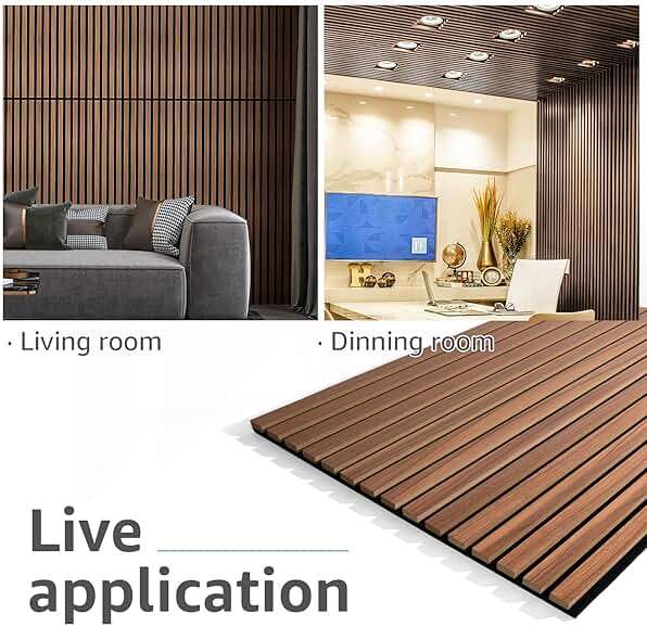 Art3d 2 Wood Slat Acoustic Panels for Wall and Ceiling - 3D Fluted Sound Absorbing Panel with Wood Finish - Walnut - Image 8