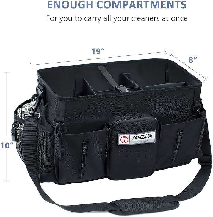FRECOLSH Large Cleaning Supplies Organizer-Cleaning Caddy Organizer With Handles & Shoulder Strap-Cleaning Bags for Cleaning Suppliers-Housekeepers Wearable Cleaning Tote Upgraded - Image 3