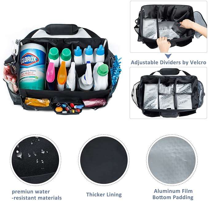 FRECOLSH Large Cleaning Supplies Organizer-Cleaning Caddy Organizer With Handles & Shoulder Strap-Cleaning Bags for Cleaning Suppliers-Housekeepers Wearable Cleaning Tote Upgraded - Image 4