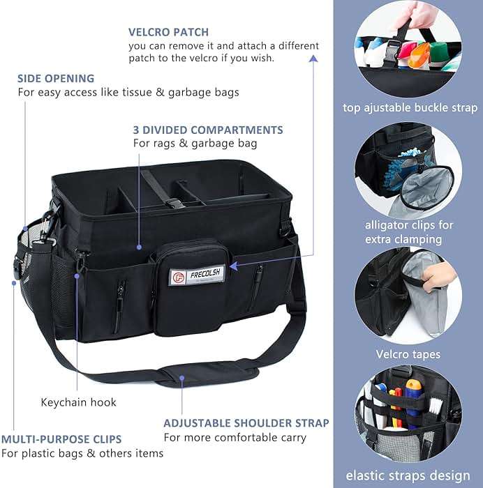 FRECOLSH Large Cleaning Supplies Organizer-Cleaning Caddy Organizer With Handles & Shoulder Strap-Cleaning Bags for Cleaning Suppliers-Housekeepers Wearable Cleaning Tote Upgraded - Image 5