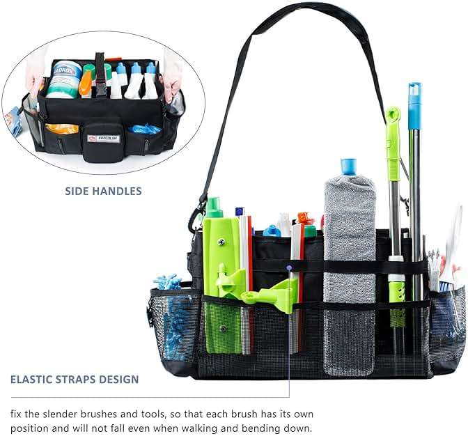 FRECOLSH Large Cleaning Supplies Organizer-Cleaning Caddy Organizer With Handles & Shoulder Strap-Cleaning Bags for Cleaning Suppliers-Housekeepers Wearable Cleaning Tote Upgraded - Image 6