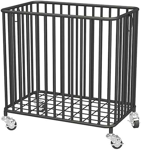 Easyars Rolling Laundry Hamper with Wheels,Large-size Metal Laundry Basket Cart,Clothes or Linen Storage Organize Hamper Bin for Living Room,Bathroom,Closet or Children Bedroom,Black - Image 1