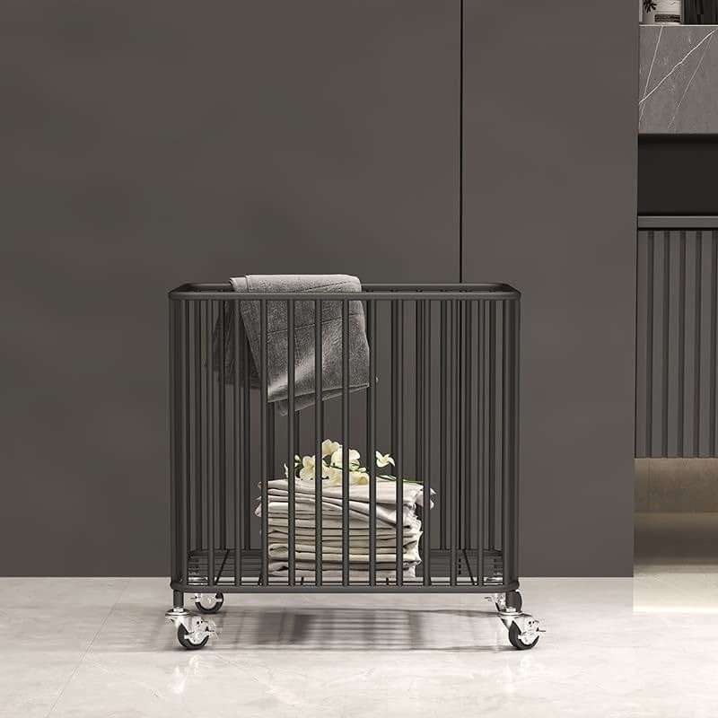 Easyars Rolling Laundry Hamper with Wheels,Large-size Metal Laundry Basket Cart,Clothes or Linen Storage Organize Hamper Bin for Living Room,Bathroom,Closet or Children Bedroom,Black - Image 2