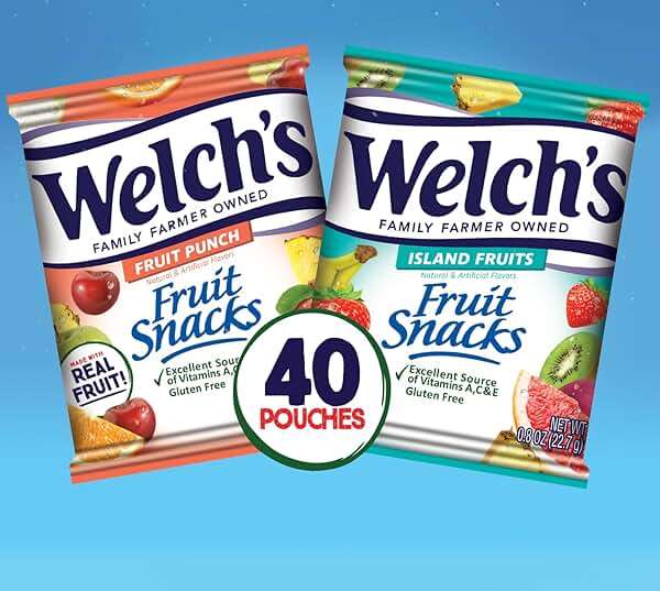 Welch's Fruit Snacks, Fruit Punch & Island Fruits, Individual Single Serve 0.8 oz bags (Pack of 40) - Image 3