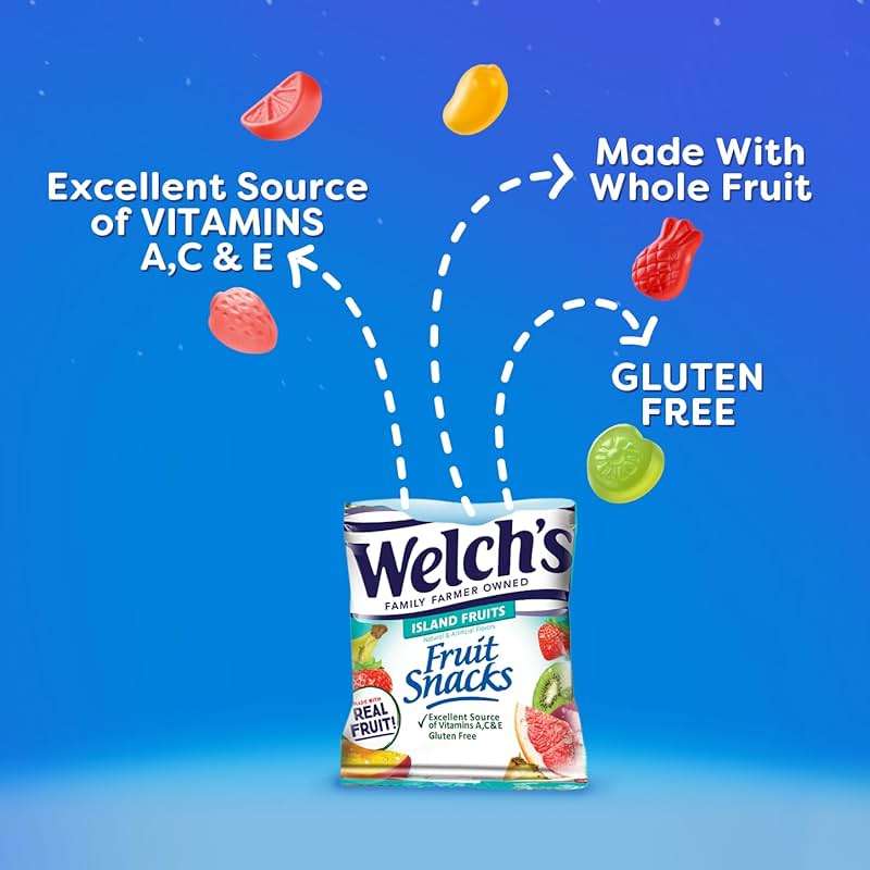 Welch's Fruit Snacks, Fruit Punch & Island Fruits, Individual Single Serve 0.8 oz bags (Pack of 40) - Image 4