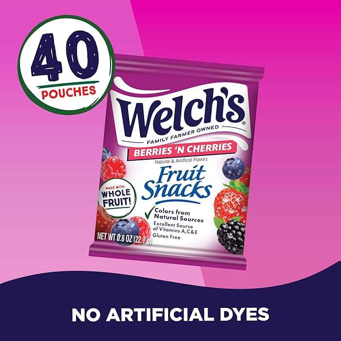 Welch's Fruit Snacks, Berries 'N Cherries Snack Box, Gluten Free, 0.8oz Snack Packs (Pack of 40) - Image 3