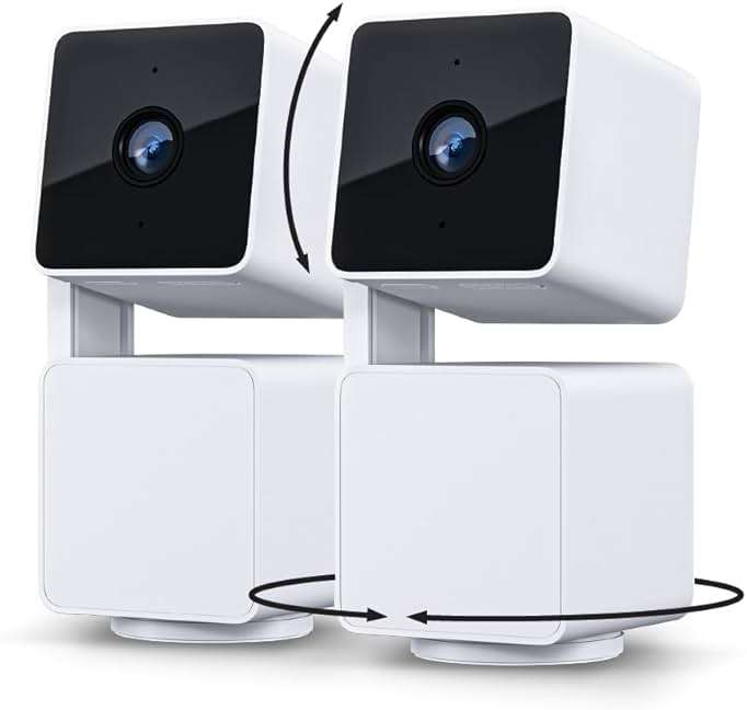 WYZE Cam Pan v3 Indoor/Outdoor IP65-Rated 1080p Pan/Tilt/Zoom Wi-Fi Smart Home Security Camera with Color Night Vision, 2-Way Audio, Compatible with Alexa & Google Assistant, White, 2-Pack - Image 1