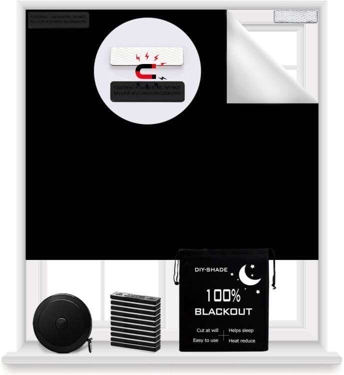100% Blackout Blind Magnetic Blackout Window Cover 118 x 57Inch,Black Out Curtains with Strong Magnet No Drill Cuttable Window Shades for Bedroom,Nursery,Rv,Media Room - Image 1