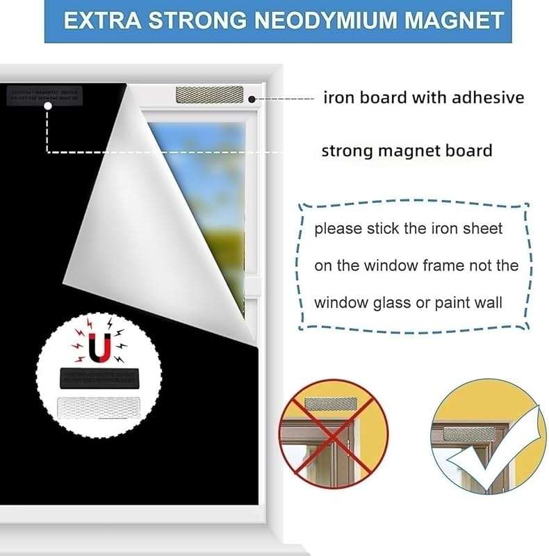 100% Blackout Blind Magnetic Blackout Window Cover 118 x 57Inch,Black Out Curtains with Strong Magnet No Drill Cuttable Window Shades for Bedroom,Nursery,Rv,Media Room - Image 7
