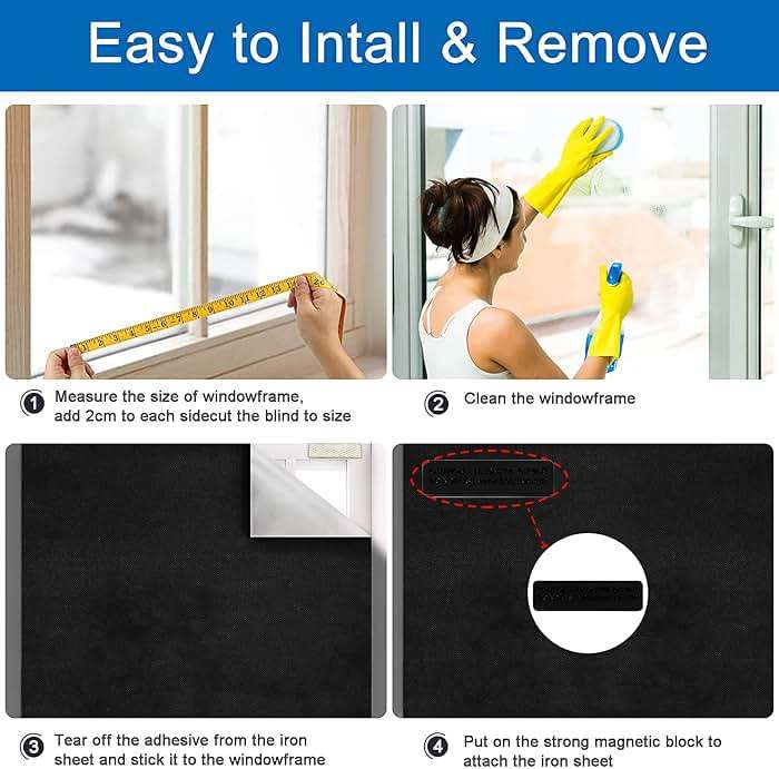 100% Blackout Blind Magnetic Blackout Window Cover 118 x 57Inch,Black Out Curtains with Strong Magnet No Drill Cuttable Window Shades for Bedroom,Nursery,Rv,Media Room - Image 8