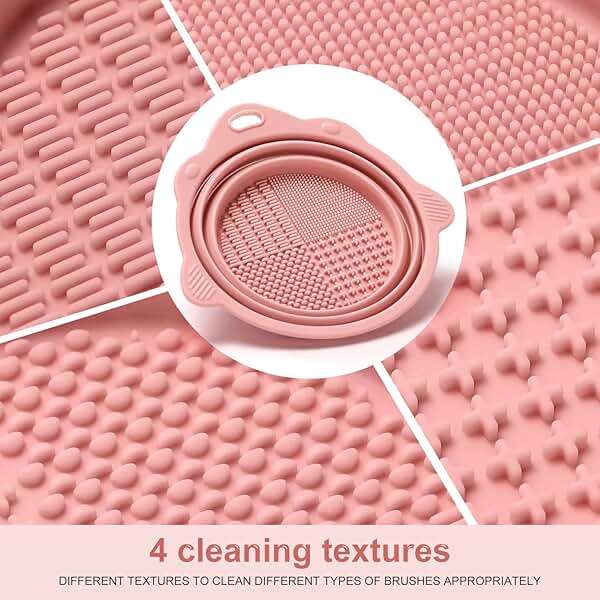 Foldable Silicone Makeup Brush Cleaner Bowl - Etercycle Portable Cleaning Tool for Brushes, Powder Puffs, and Sponges (Pink) - Image 3