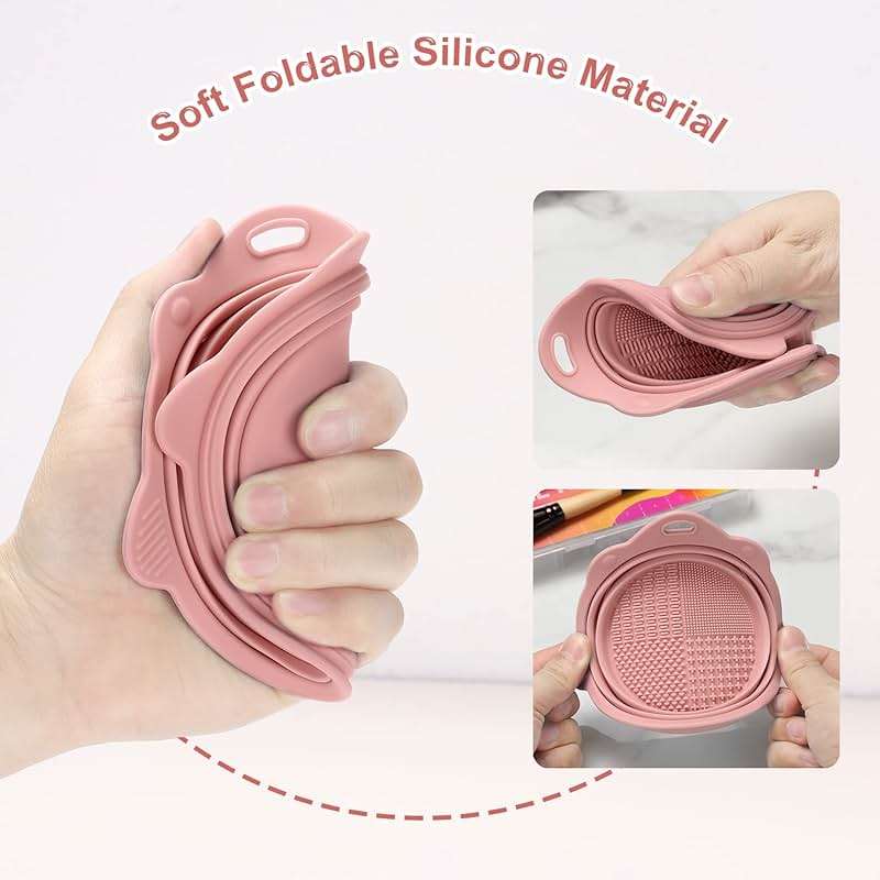 Foldable Silicone Makeup Brush Cleaner Bowl - Etercycle Portable Cleaning Tool for Brushes, Powder Puffs, and Sponges (Pink) - Image 7