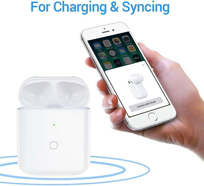 Wireless Charging Case Compatible with AirPods 1 & 2 Generation, Replacement Charger Case with Bluetooth Pairing Sync Button, White - Image 2