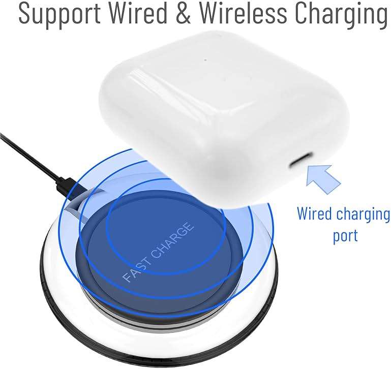 Wireless Charging Case Compatible with AirPods 1 & 2 Generation, Replacement Charger Case with Bluetooth Pairing Sync Button, White - Image 3