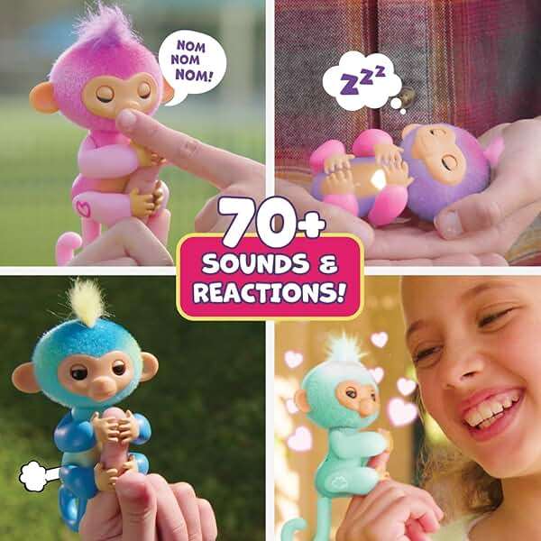 Fingerlings 2023 New Interactive Baby Monkey Reacts to Touch – 70+ Sounds & Reactions – Harmony (Pink) - Image 5