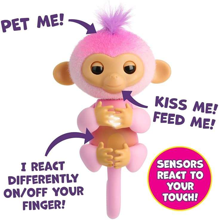 Fingerlings 2023 New Interactive Baby Monkey Reacts to Touch – 70+ Sounds & Reactions – Harmony (Pink) - Image 6