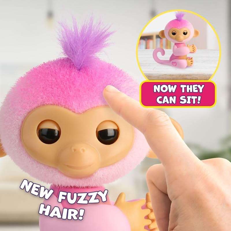Fingerlings 2023 New Interactive Baby Monkey Reacts to Touch – 70+ Sounds & Reactions – Harmony (Pink) - Image 7