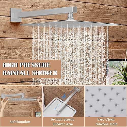 Alesco Shower System, Brushed Nickel Shower Faucet Set with 10-Inch High-Pressure Rainfall Showerheads and Handheld Spray combo, Showerfixture Include Valve and Trim Kit, Brushed Nickel - Image 5