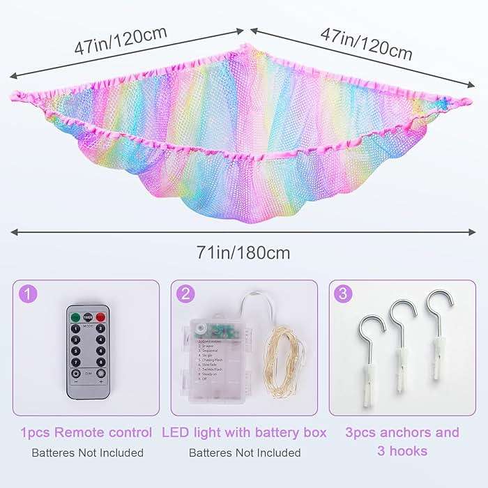 Unicorn Castle Stuffed Animals Net Hammock Toy Storage with LED Light Plush Toy Organizer Corner Hanging Stuffed Animals Holder For Nursery Room Decor - Image 2