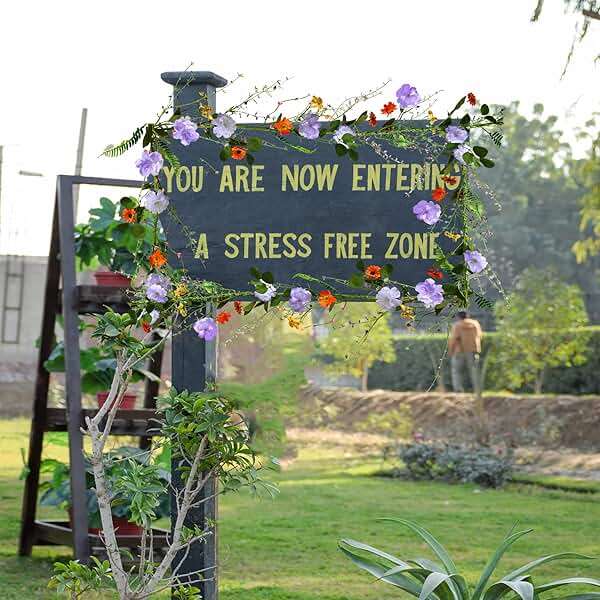 LVLFOR 2PCS Artificial Daisy Garland, 6FT Faux Flower Hanging Vine, Purple Flowers Ivy, Spring Garland with Eucalyptus Boston Fern Vine for Sign Board Party Home Decor - Image 2