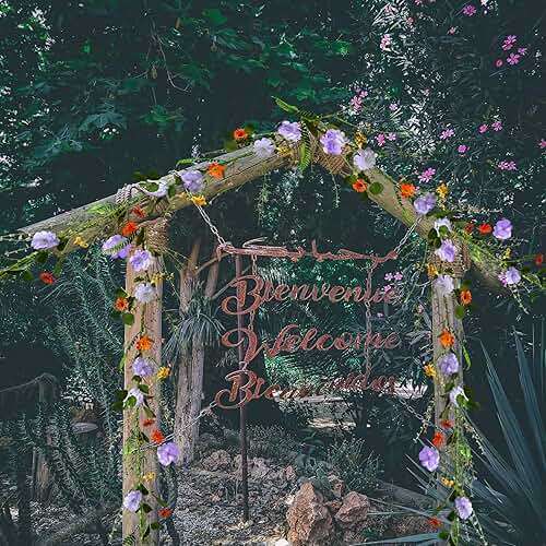 LVLFOR 2PCS Artificial Daisy Garland, 6FT Faux Flower Hanging Vine, Purple Flowers Ivy, Spring Garland with Eucalyptus Boston Fern Vine for Sign Board Party Home Decor - Image 5