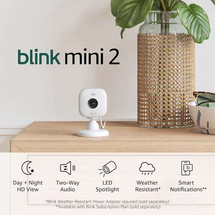 Blink Mini 2 — Home Security & Pet Camera with HD video, color night view, motion detection, two-way audio, and built-in spotlight — 1 camera (White) - Image 6
