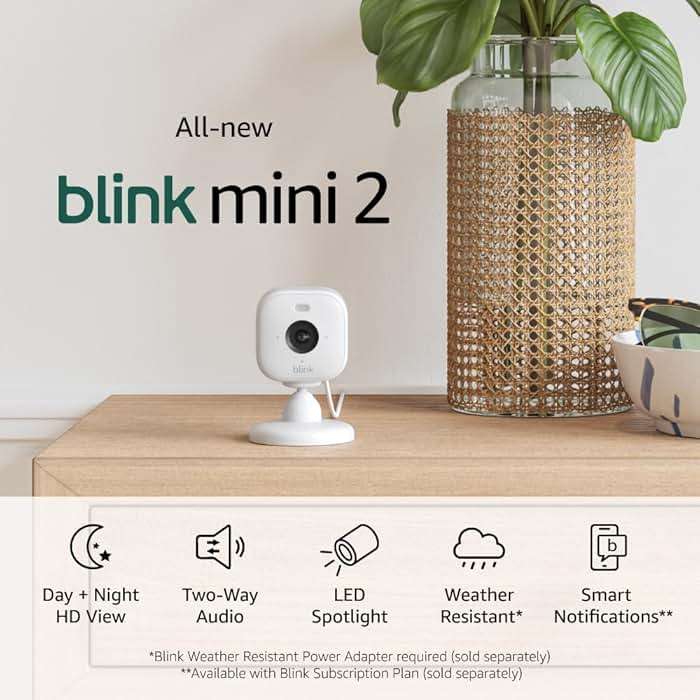 Blink Mini 2 — Home Security & Pet Camera with HD video, color night view, motion detection, two-way audio, and built-in spotlight — 1 camera (White) - Image 7