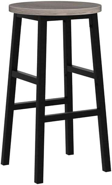 MAHANCRIS Bar Stools, Set of 2 Round Bar Chairs with Footrest, 24.4 Inch Kitchen Breakfast Bar Chairs, Industrial Bar Stools, Easy Assembly, for Dining Room, Kitchen, Greige BAHG0201Z - Image 4