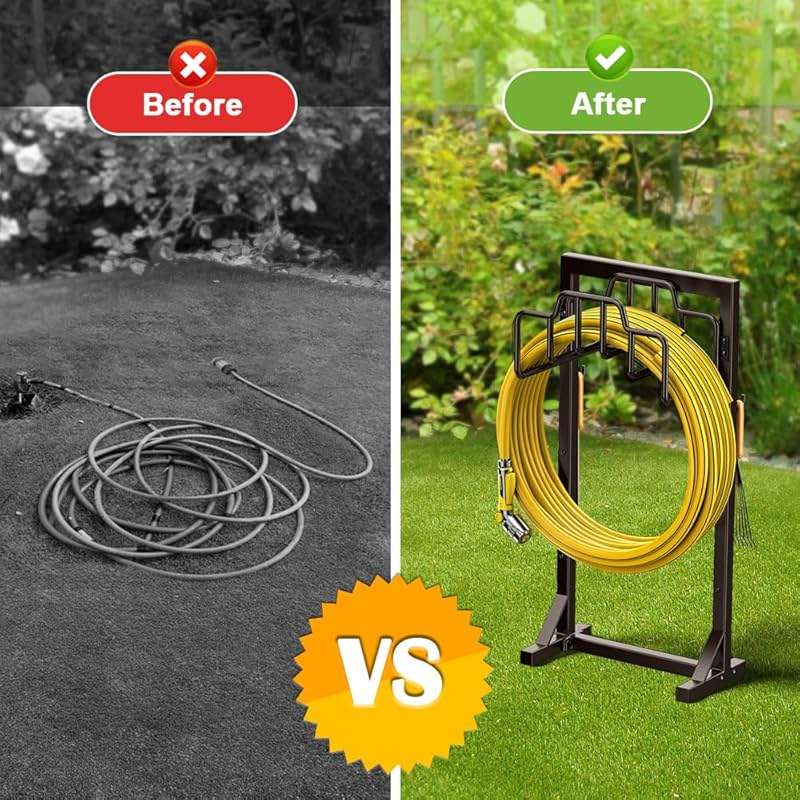 Skycarper Garden Hose Reel Holder Detachable Metal Water Hose Hanger Organizer Heavy Duty Free Standing Hose Stand,Bronze - Image 7