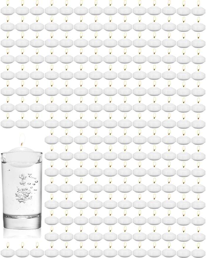 Qunclay 100 Pieces 1.65 Inch Floating Candles Unscented Dripless Tealight Candles Home Decorations Cute Elegant Candle Centerpieces at Wedding for Vases Party Accessories - Image 1