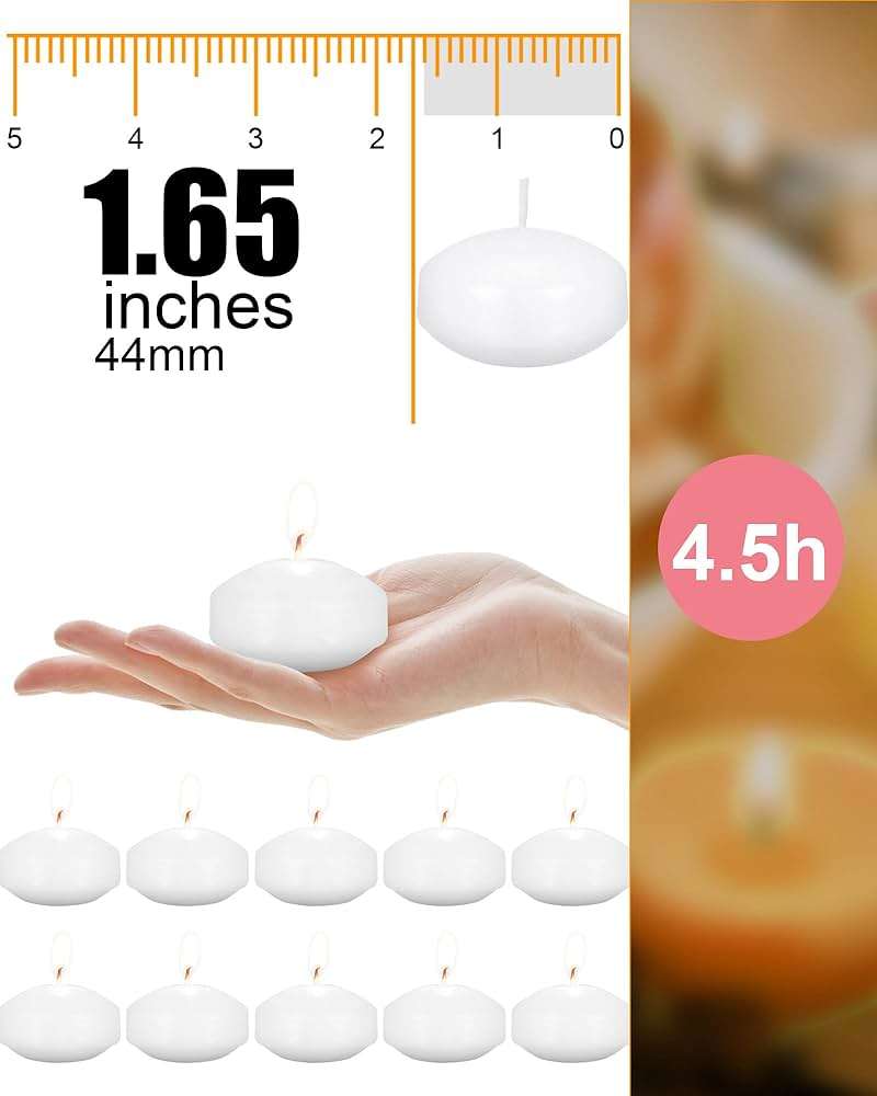 Qunclay 100 Pieces 1.65 Inch Floating Candles Unscented Dripless Tealight Candles Home Decorations Cute Elegant Candle Centerpieces at Wedding for Vases Party Accessories - Image 2