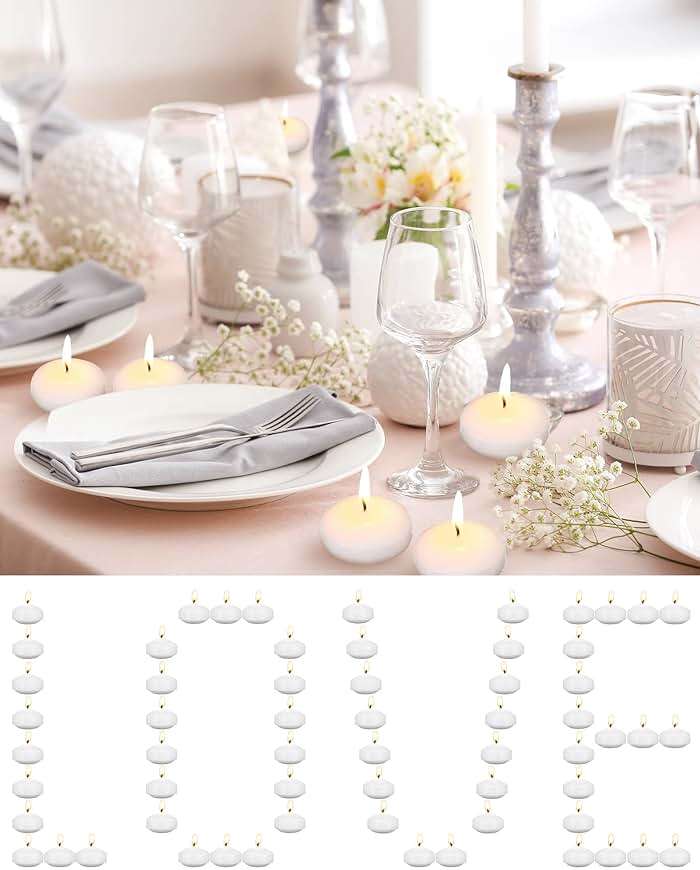 Qunclay 100 Pieces 1.65 Inch Floating Candles Unscented Dripless Tealight Candles Home Decorations Cute Elegant Candle Centerpieces at Wedding for Vases Party Accessories - Image 5
