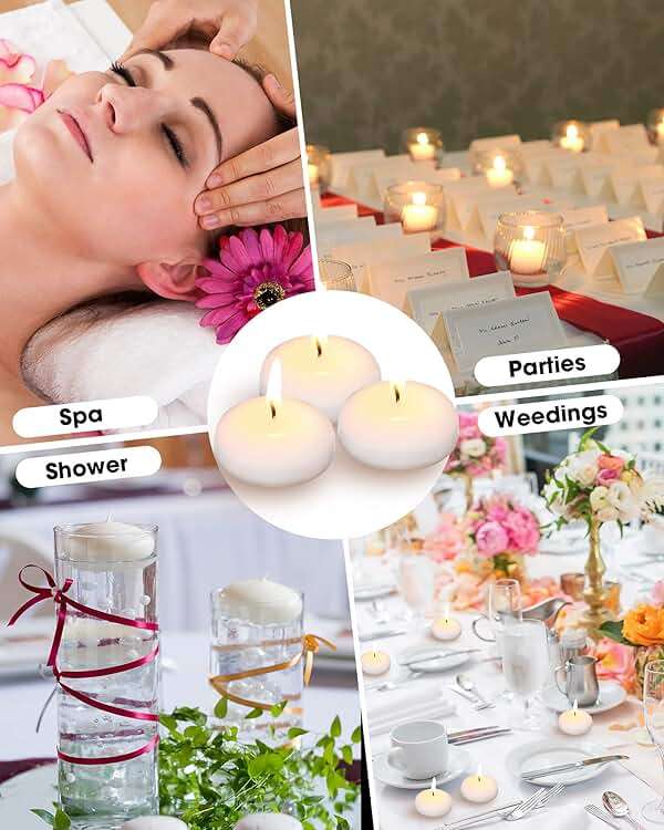 Qunclay 100 Pieces 1.65 Inch Floating Candles Unscented Dripless Tealight Candles Home Decorations Cute Elegant Candle Centerpieces at Wedding for Vases Party Accessories - Image 6
