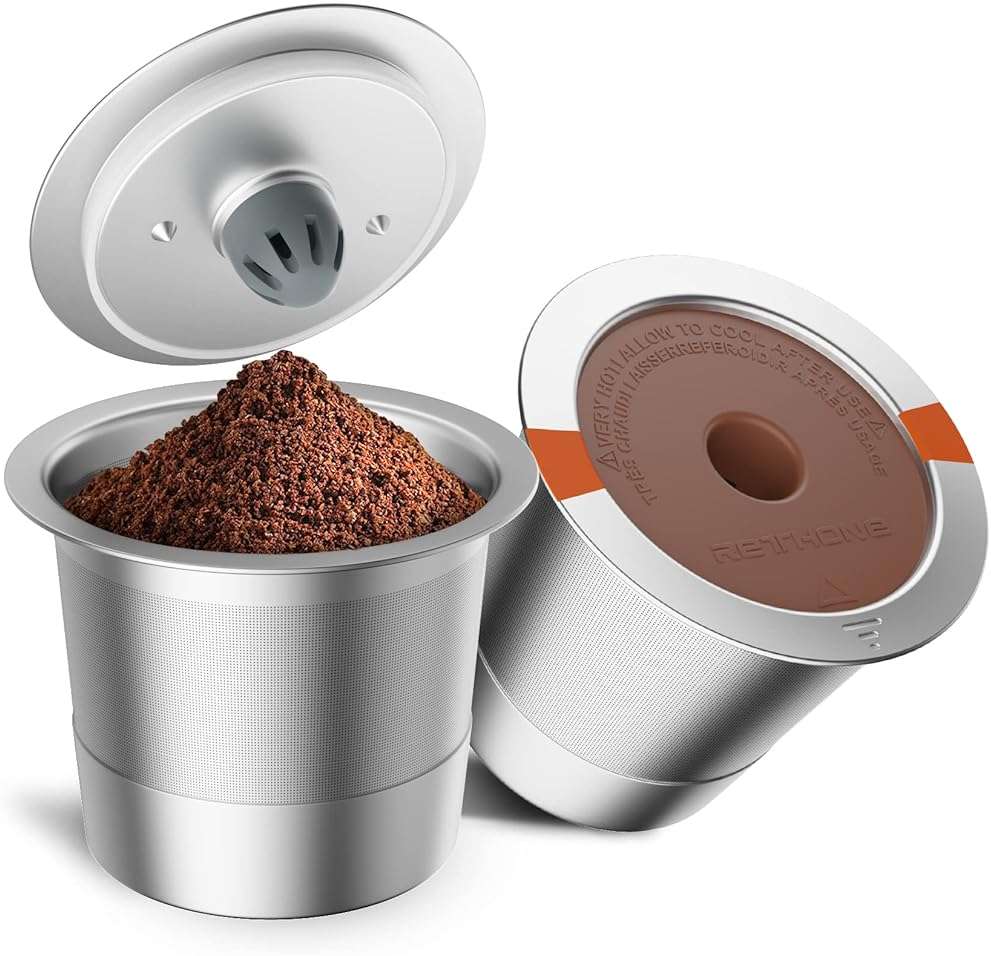 RETHONE Reusable K Cups Coffee Filter, Stainless Steel K Cup Reusable Coffee Pods Filters for Keurig 1.0 & 2.0 Coffee Makers BPA-Free Refillable Coffee Filters (2 Packs) - Image 1