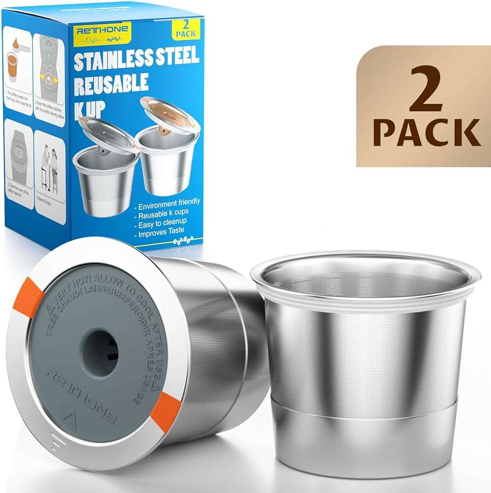 RETHONE Reusable K Cups Coffee Filter, Stainless Steel K Cup Reusable Coffee Pods Filters for Keurig 1.0 & 2.0 Coffee Makers BPA-Free Refillable Coffee Filters (2 Packs) - Image 8