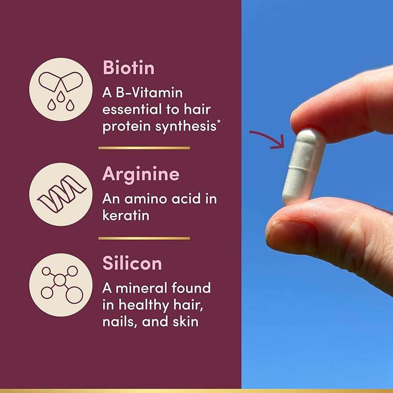 Nature's Bounty Optimal Solutions Hair Growth Supplement with Biotin, Hair Growth Vitamins with Biotin Silicon & Arginine, 1 Per Day, 30 Capsules, One Month Supply - Image 4