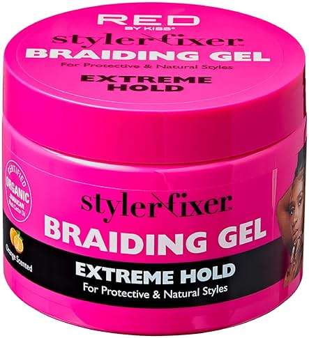Red by Kiss Braiding Gel Extreme Hold Styler Fixer for Box Braids & Cornrows, Hydrating, Conditioning, Long-Lasting Frizz Control, 4C Moisturizing, Nourishing High Shine (6 fl. oz.) - Image 1