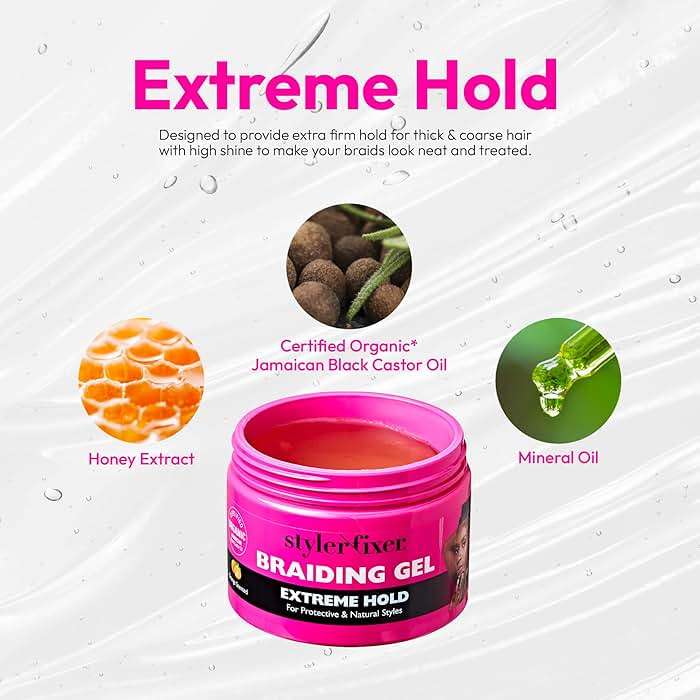 Red by Kiss Braiding Gel Extreme Hold Styler Fixer for Box Braids & Cornrows, Hydrating, Conditioning, Long-Lasting Frizz Control, 4C Moisturizing, Nourishing High Shine (6 fl. oz.) - Image 3