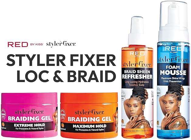 Red by Kiss Braiding Gel Extreme Hold Styler Fixer for Box Braids & Cornrows, Hydrating, Conditioning, Long-Lasting Frizz Control, 4C Moisturizing, Nourishing High Shine (6 fl. oz.) - Image 6