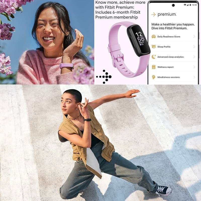 Fitbit Inspire 3 Health & Fitness Activity Tracker (Lilac Bliss) with Workout Intensity, Sleep Tracking, Heart Rate, 2 Bands, 3.3foot Charging Cable, Wall Adapter, Screen Protectors & PremGear Cloth - Image 5