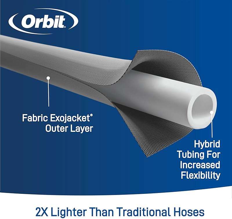 Orbit ExoJacket Fabric Garden Hose - 100 ft x 5/8 in - Heavy-Duty Fabric - Durable ExoJacket Construction - Antikink Technology for Constant Water Flow - Lightweight Professional-Grade Hose - 33180 - Image 5