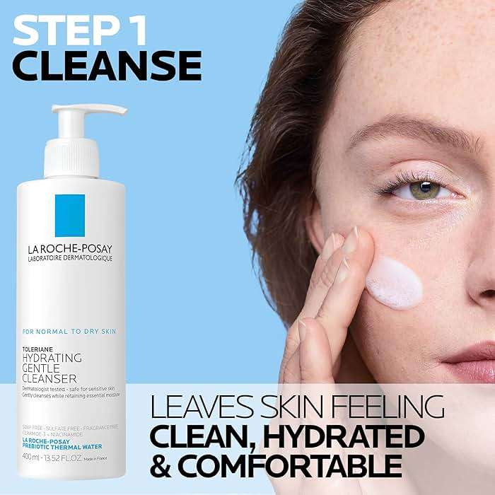 La Roche-Posay Toleriane Hydrating Gentle Face Cleanser, Hydrating Facial Cleanser With Niacinamide + Ceramides, Daily Face Wash For Dry Skin To Normal Skin, Sensitive Skin Tested, Fragrance Free - Image 2